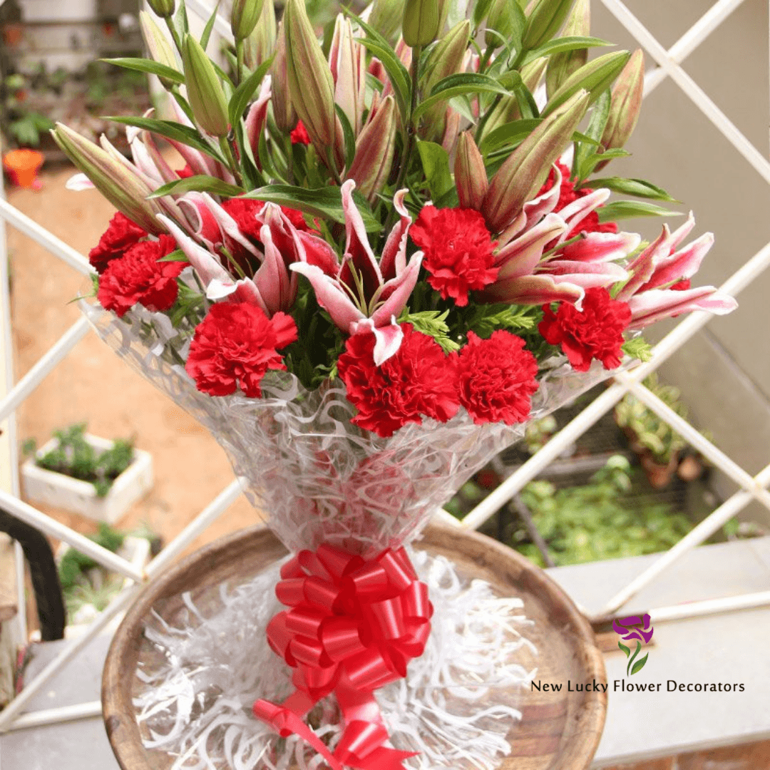 carnation and lilies flower bunch