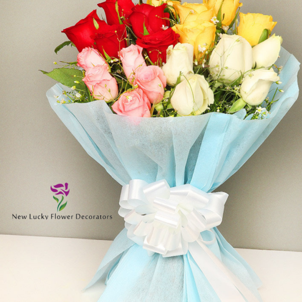 mix color roses bouquet