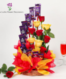 dairy milk and roses combo bouquet