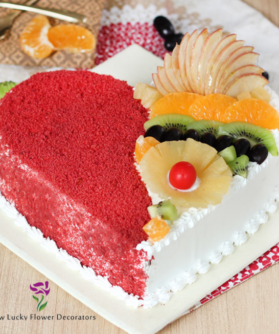 fruity red velvet and vanilla cake