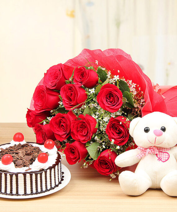 Teddy Day Roses and Cake | New Lucky Flowers and Cakes | Best Florist in Udaipur | Teddy Day