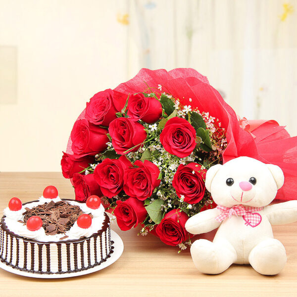 Teddy Day Roses and Cake | New Lucky Flowers and Cakes | Best Florist in Udaipur | Teddy Day