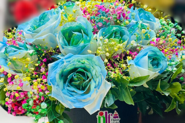 Blue-Shaded-Roses-Floral-Box-Arrangement