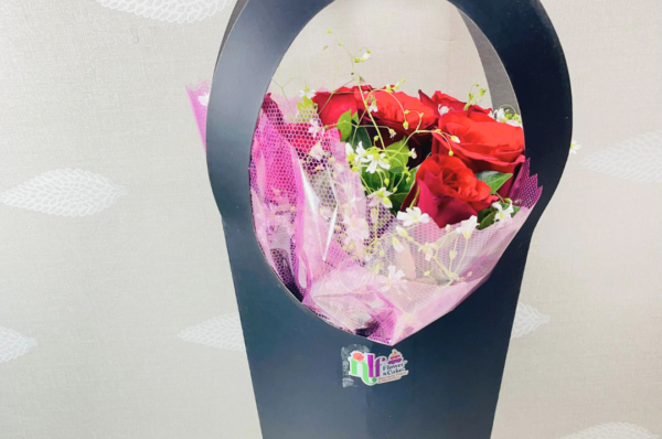 Red Roses with Floral Bag