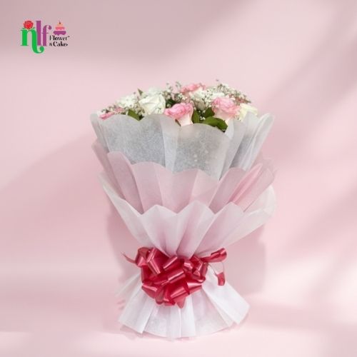 Whispers of Affection: Pink & White Rose Bouquet