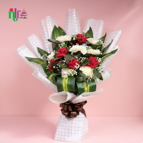 Red Rose & White Carnation Executive Bouquet