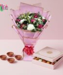 Diwali Flowers & Mithai Hamper with Diyas