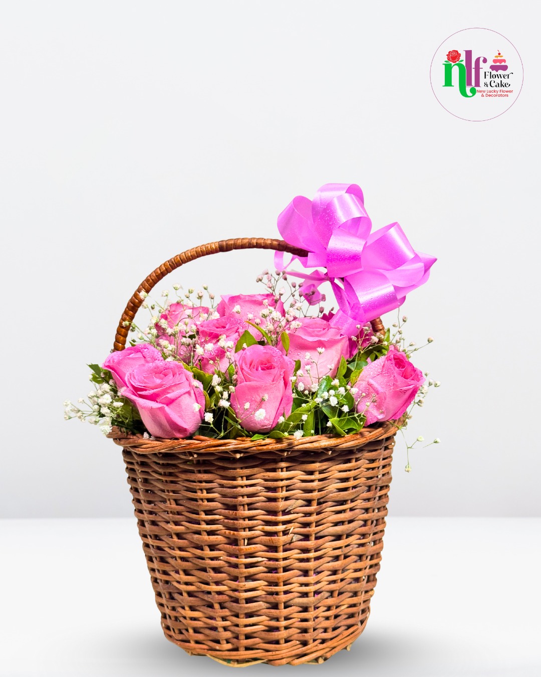 Pink-Roses-Basket-with-Gypso-Flower