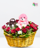 Teddy Rose Basket