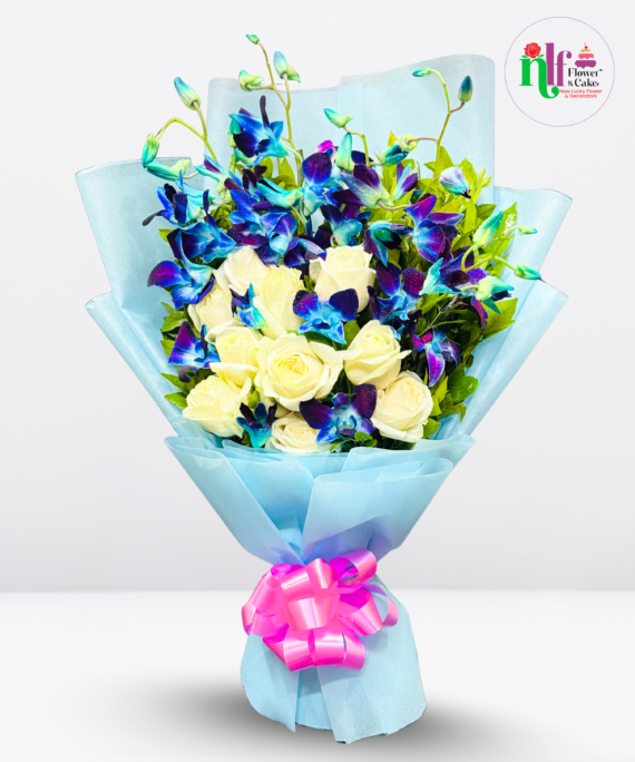 Yellow Rose & orchids Flower Bouquet