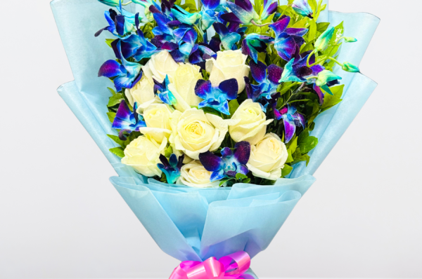 Yellow Rose & orchids Flower Bouquet